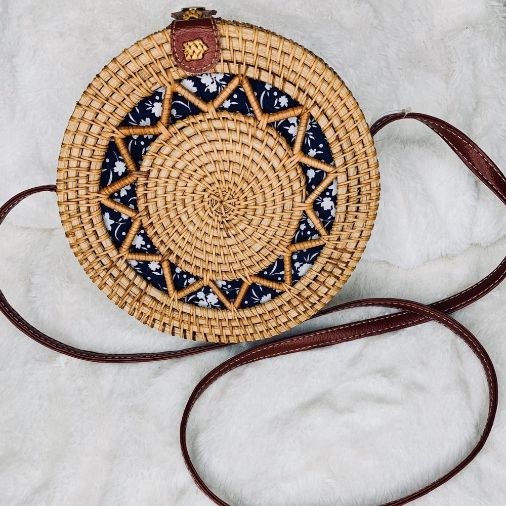 Round Boho Woven Crossbody Purse